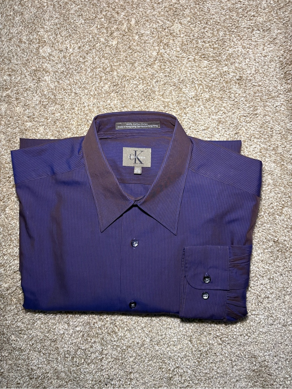 Calvin Klein Men's Deep Purple Pinstripe Dress Shirt